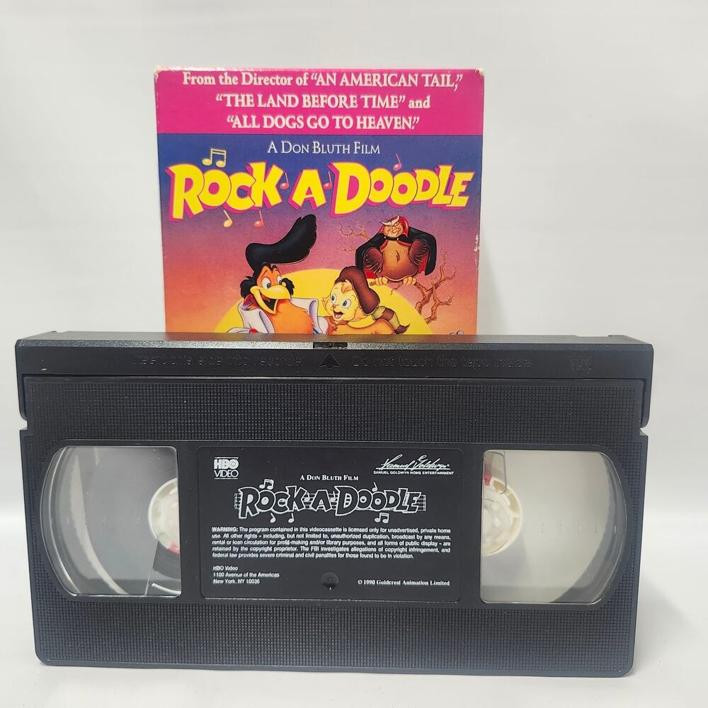 Rock-A-Doodle VHS 1992 Don Bluth HBO Video Vintage Animated Movie